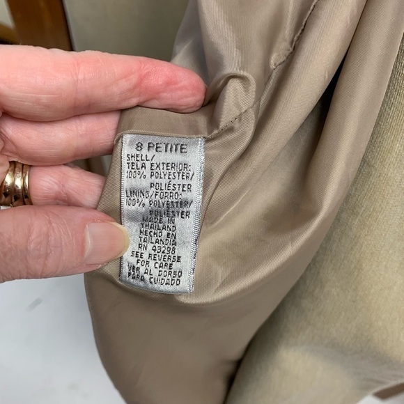 Jacqueline Ferrar vintage petite trench coat size 8P L47in 21in pit - Picture 9 of 10